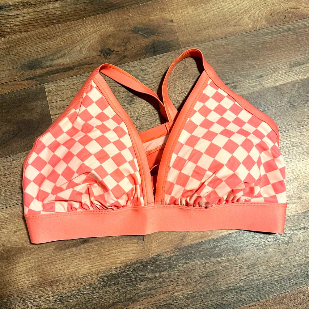 Kona Sol checkered peach-colored Bikini Top